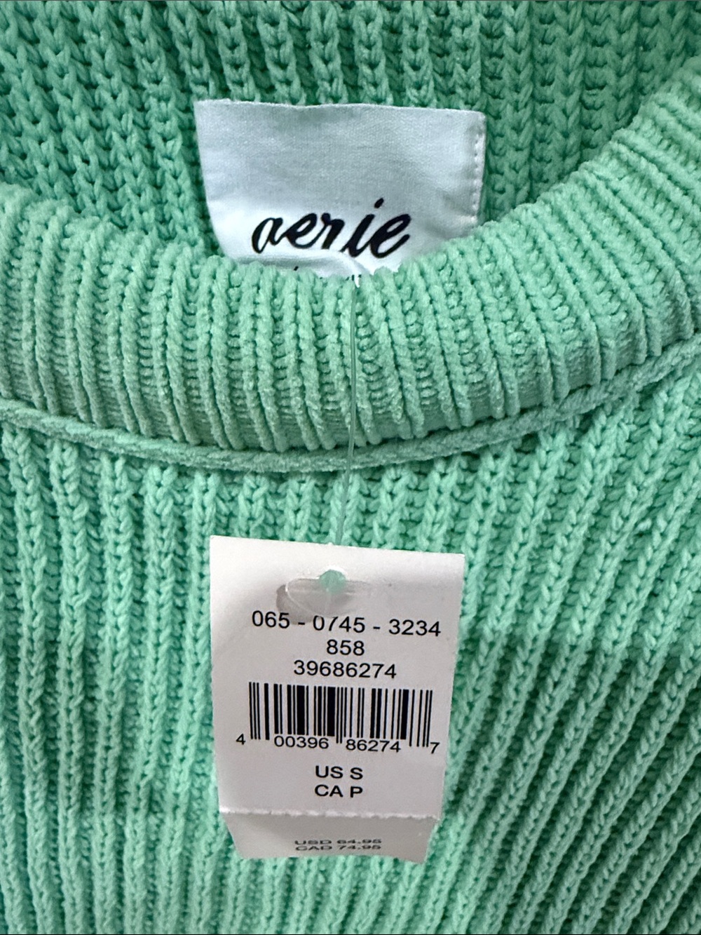 aerie Mint Green Ribbed Crewneck Sweater - Picture 2 of 4